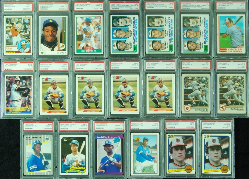 Ken Griffey Jr, Cal Ripken Jr. & Mike Piazza PSA-Graded RC Group (20)