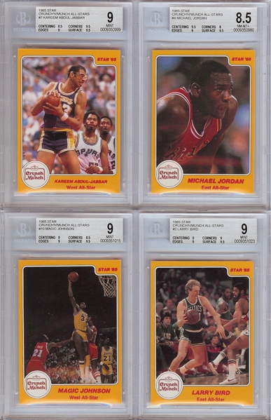 1985 Star Co. Crunch'N'Munch All-Stars Complete Set (11) with Jordan BGS 8.5