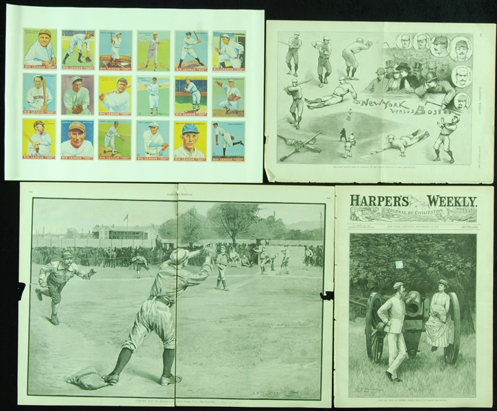 Sporting Life and Harper’s Weekly Sheets, 1933 Goudey Replica Sheet and Hardcover Books (70)