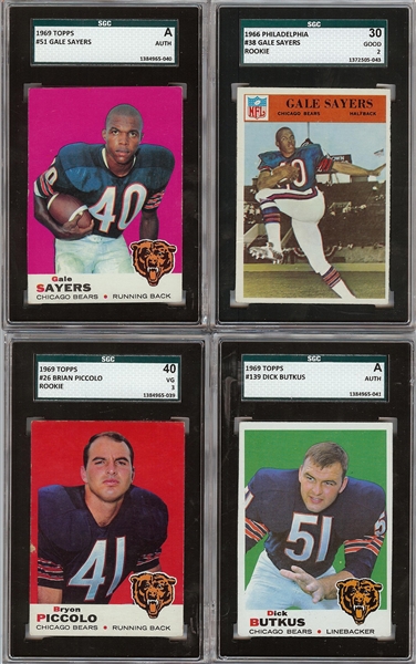 Chicago Bears HOFers SGC-Graded Group (4) with Sayers, Butkus