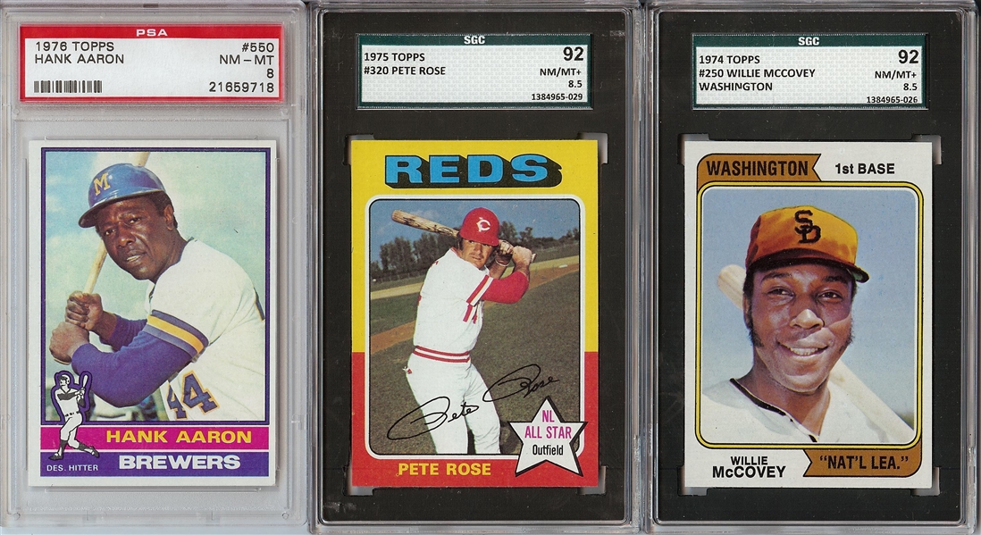 1970s High-Grade HOFers (3) with Aaron, McCovey, Rose