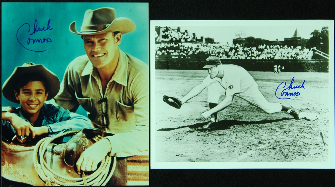 Chuck Connors Signed 8x10 Photos Pair with Cubs & Rifleman