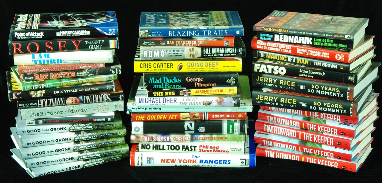 Signed Sports Related Books Hoard (106) with Namath, Jerry Rice, Gronk