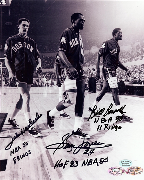 Bill Russell, John Havlicek & Sam Jones Signed 8x10 Photo (Hollywood Collectibles)