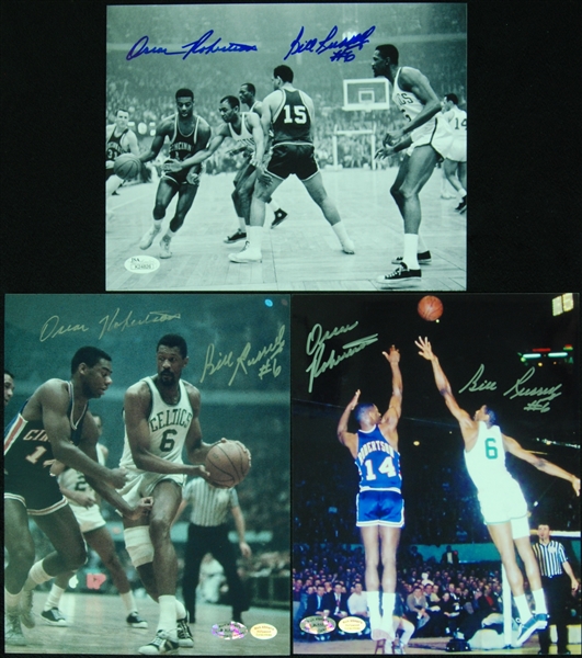 Bill Russell & Oscar Robertson Dual-Signed 8x10 Photos (3)