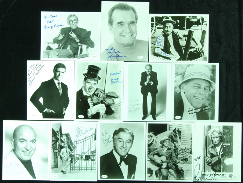 Entertainment Signed 8x10 Photos (12) with Burns, Autry, Carney, Buttons (JSA)