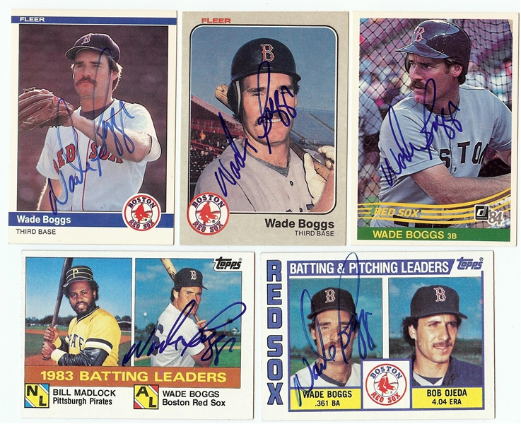 Wade Boggs Signed Cards Group (5)