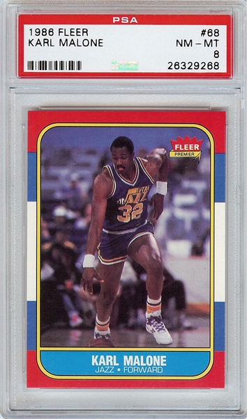 1986-87 Fleer Karl Malone RC No. 88 PSA 8