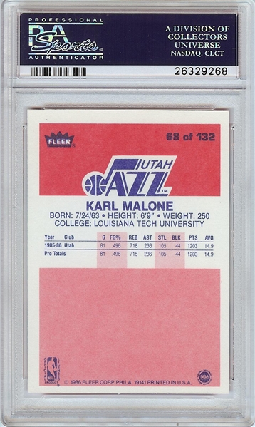 1986-87 Fleer Karl Malone RC No. 88 PSA 8