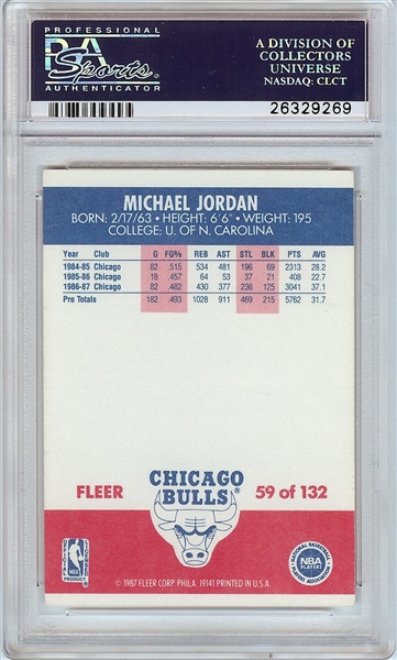 1987-88 Fleer Michael Jordan No. 59 PSA 6