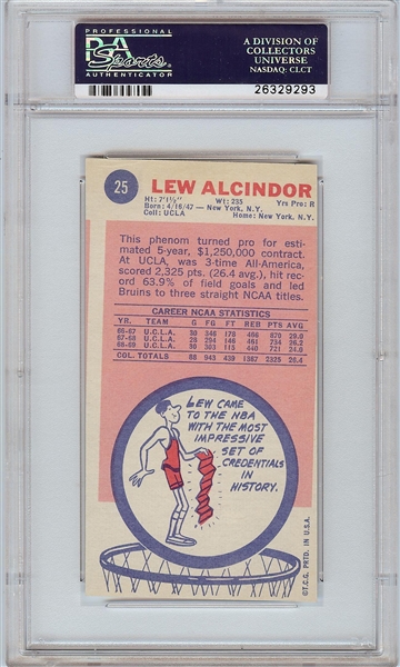 1969 Topps Lew Alcindor RC No. 25 PSA 4 (MC)