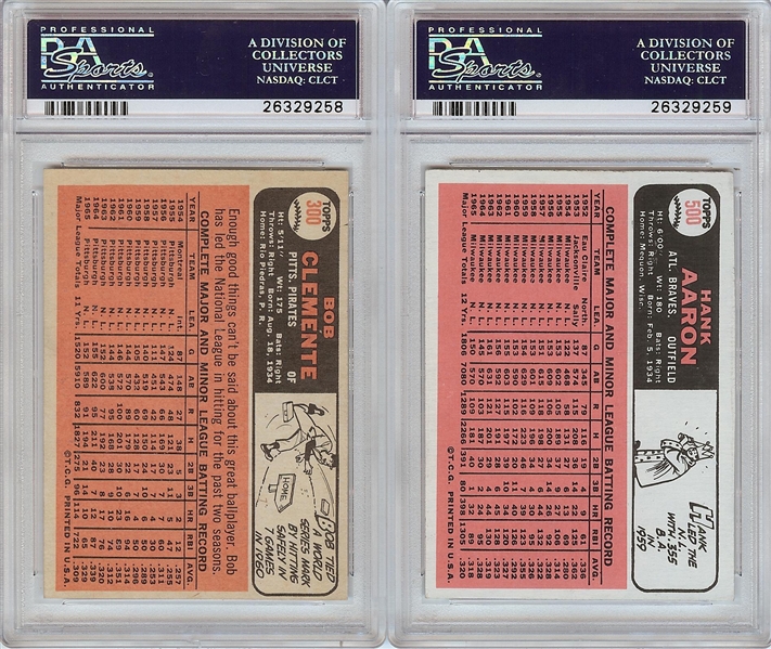 1966 Topps Roberto Clemente & Hank Aaron PSA-Graded Pair (2)