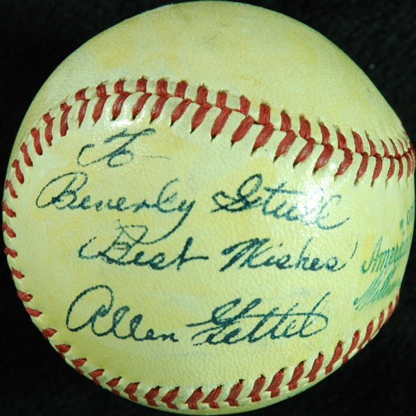 Al Two Gun Gettel Single-Signed OAL Baseball Cleveland Indians Won 3-2 June 20, 1947 (PSA/DNA)