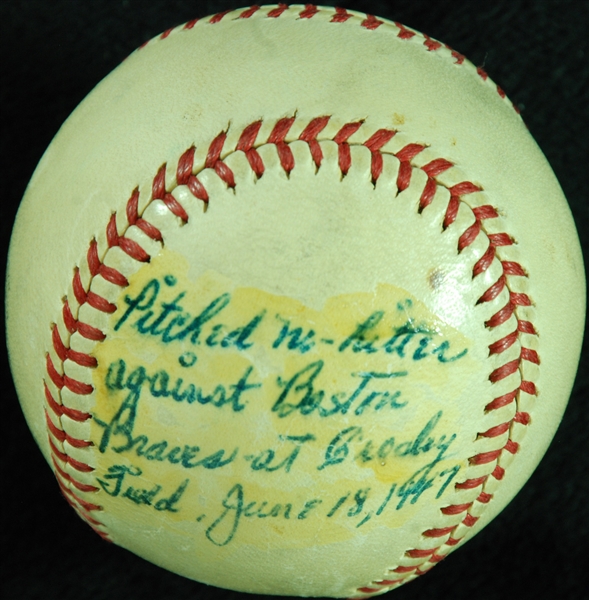 Ewell Blackwell Single-Signed ONL Baseball with No-Hitter Inscription (PSA/DNA)