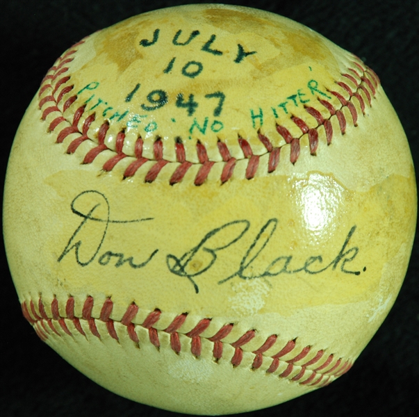 Don Black Single-Signed OAL Baseball with No-Hitter Inscription (PSA/DNA)