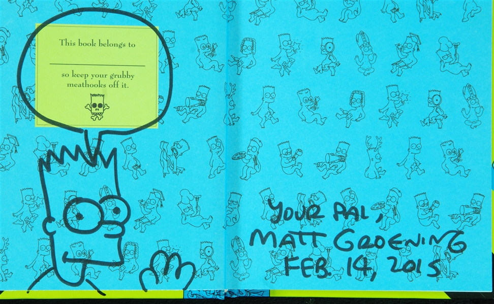 Matt Groening Signed Books with Original The Simpsons Sketches (3)