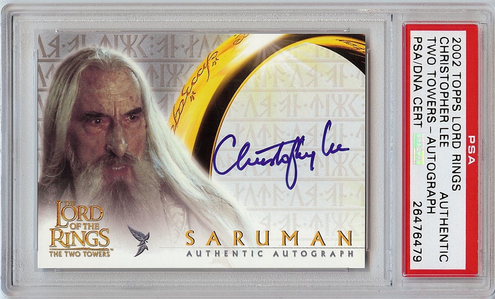 Christopher Lee Signed Topps Lord of the Rings Saruman Card (PSA/DNA)