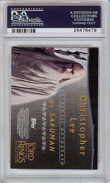 Christopher Lee Signed Topps Lord of the Rings Saruman Card (PSA/DNA)