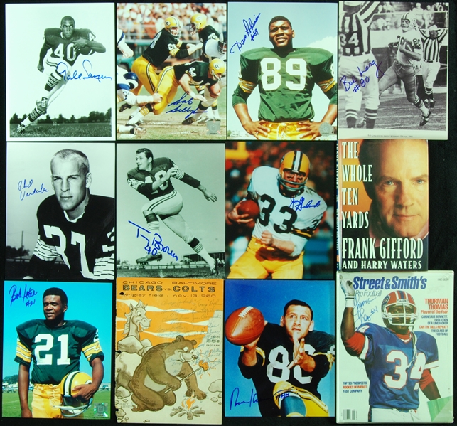 Signed Football Photo, Book, Program Group (12) with HOFers