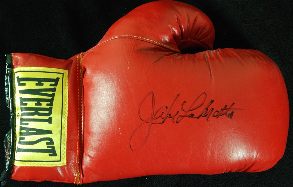 Jake LaMotta Signed Boxing Glove (PSA/DNA)