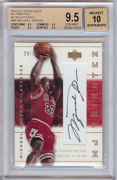 Michael Jordan Signed 2001-02 Upper Deck MJ Tributes Milestones (29/30) BGS 9.5 (AUTO 10)