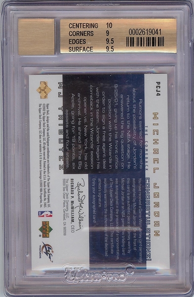 Michael Jordan Signed 2001-02 UD MJ Tributes Portrait of a Champion (6/23) BGS 9.5 (AUTO 10)