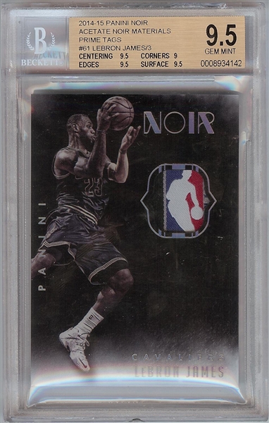 2014-15 Panini Noir LeBron James Acetate Materials Prime Tags (3/3) BGS 9.5