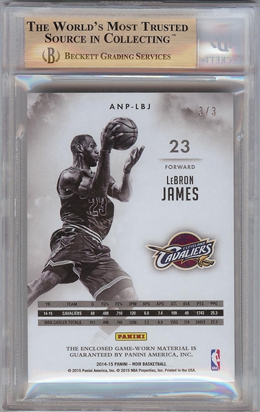 2014-15 Panini Noir LeBron James Acetate Materials Prime Tags (3/3) BGS 9.5