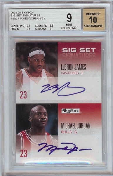 Michael Jordan & LeBron James Signed 2008-09 SkyBox Sig Set Signatures (20/23) BGS 9 (AUTO 10)