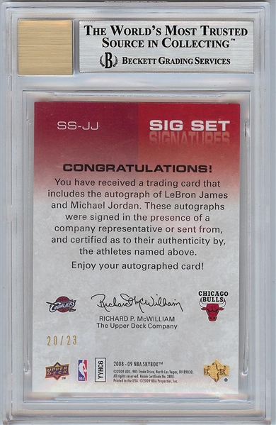 Michael Jordan & LeBron James Signed 2008-09 SkyBox Sig Set Signatures (20/23) BGS 9 (AUTO 10)