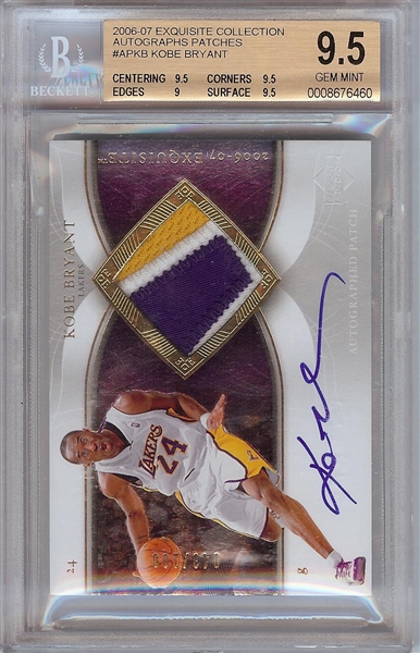 Kobe Bryant Signed 2006-07 UD Exquisite Autographed Patches (43/100) BGS 9.5 (AUTO 10)