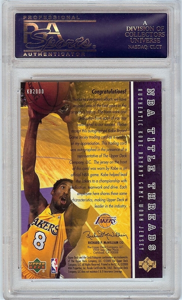 Kobe Bryant Signed 2000 Upper Deck Employee Issue Signed Jersey (165/300) PSA 10