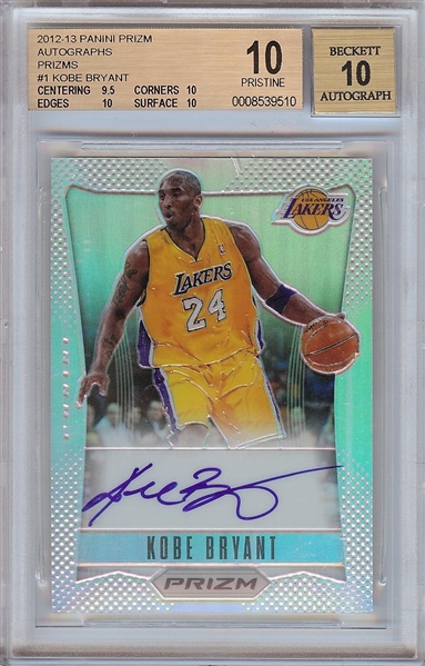 Kobe Bryant Signed 2012-13 Panini Prizm Autographs (14/25) BGS 10 Pristine (AUTO 10)