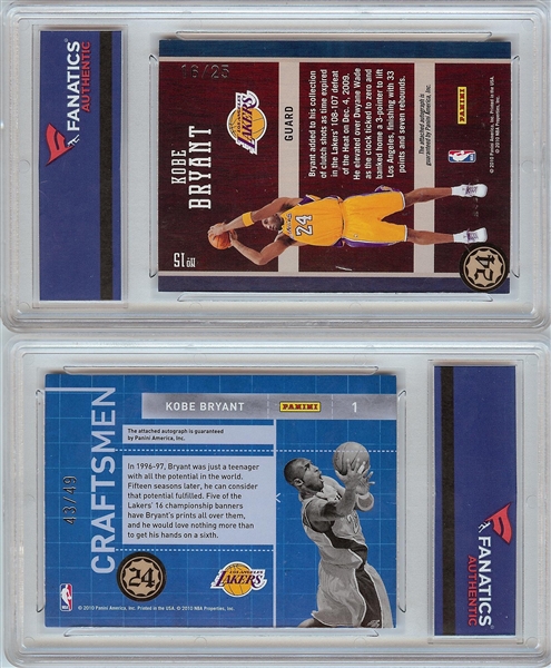 Kobe Bryant Signed 2010-11 Donruss & Panini Pair (Fanatics)