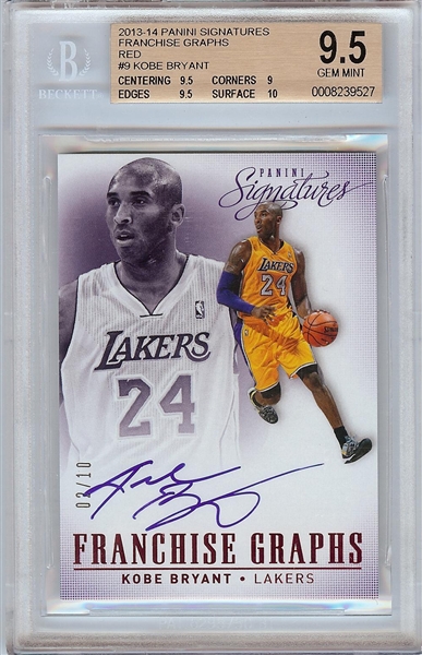 Kobe Bryant Signed 2013-14 Panini Signatures Franchise Graphs Red (2/10) BGS 9.5 (AUTO 10)