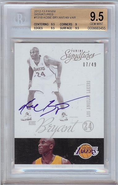 Kobe Bryant Signed 2012-13 Panini Signatures (7/49) BGS 9.5 (AUTO 10)