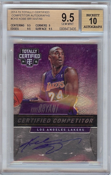 Kobe Bryant Signed 2014-15 Totally Certified Competitor Autographs (50/99) BGS 9.5 (AUTO 10)