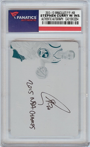 Stephon Curry Signed 2012-13 Panini National Treasures Cyan Printing Plate (1/1) 