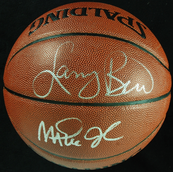 Larry Bird & Magic Johnson Signed Spalding Basketball (PSA/DNA)