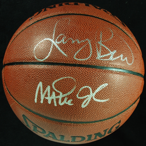 Larry Bird & Magic Johnson Signed Spalding Basketball (PSA/DNA)