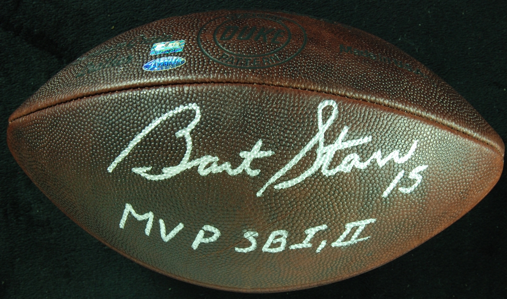 Bart Starr Signed Wilson Football MVP SB I, II (PSA/DNA)