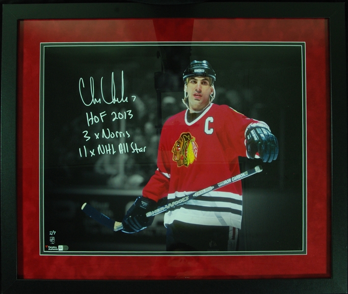 Chris Chelios Signed 16x20 Framed Photo HOF 2013, 3x Norris, 11x NHL All Star (2/7) (Fanatics)