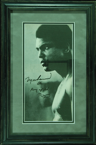 Muhammad Ali Twice-Signed Double-Sided Framed Photo Inscribed King of the Ring (JSA)