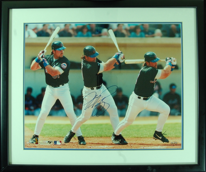 Mike Piazza Signed 16x20 Triple Exposure Framed Photo (131/131) (PSA/DNA)