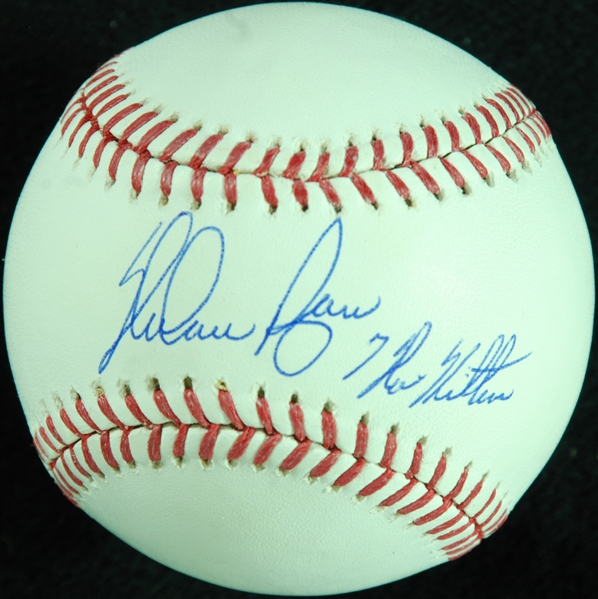 Nolan Ryan Single-Signed OML Baseball Inscribed 7 No Hitters (Steiner)