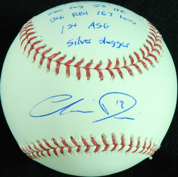 Chris Davis Single-Signed OML STAT Baseball (Fanatics)