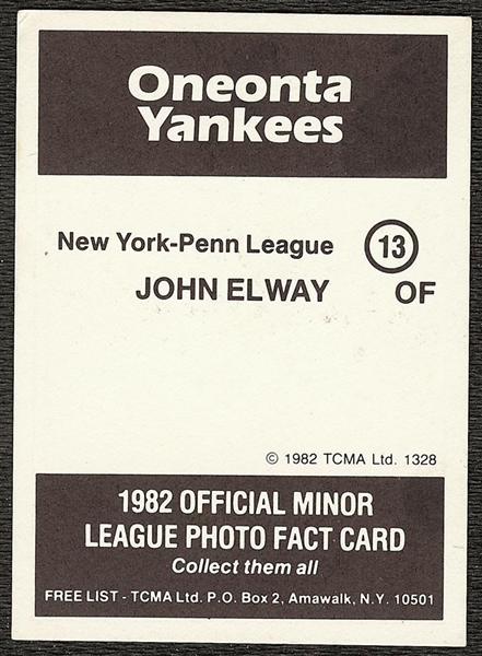 1982 TCMA Oneonta Yankees Minor League Set with John Elway XRC