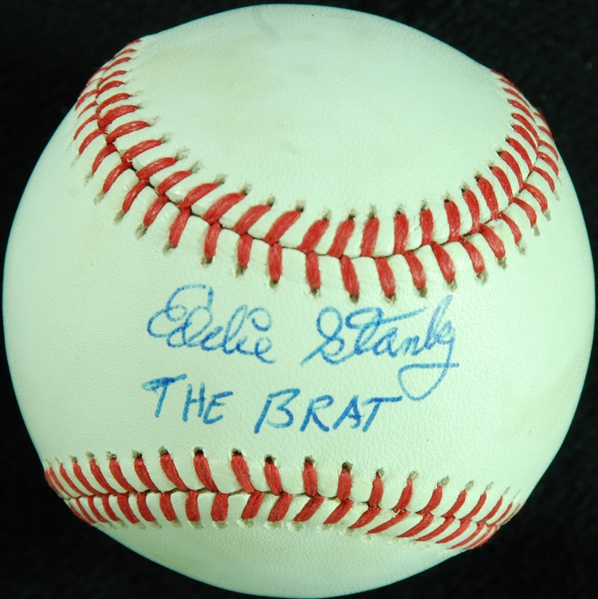 Eddie Stanky Single-Signed ONL Baseball Inscribed The Brat (PSA/DNA)