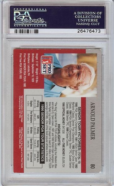 Arnold Palmer Signed 1990 PGA Tour Pro Set No. 80  (PSA/DNA)