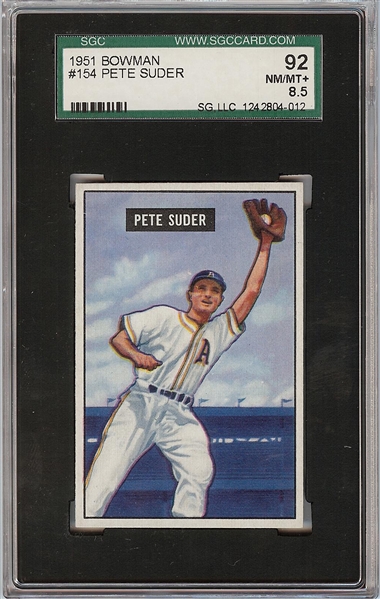 1951 Bowman Pete Suder No. 54 SGC 8.5